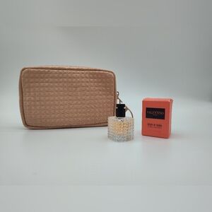 VALENTINO Beauty Beige Nude Cosmetic Pouch Born In Roma Mini Set NIP NIB